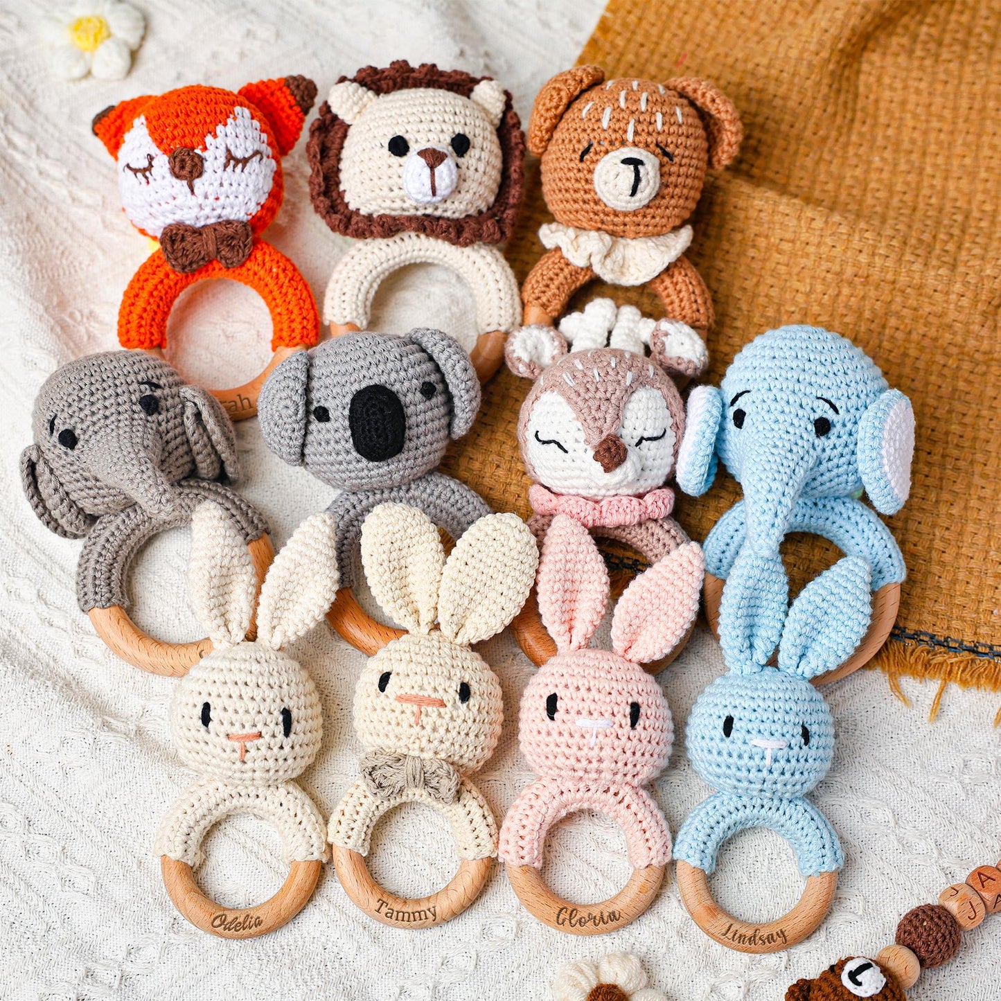Personalized Crochet Baby Rattle Toy, Animal Crochet Baby Rattle, Baby Shower Gift, Baby Rattle Grasping Toy, Newborn Gift, Baby Gift