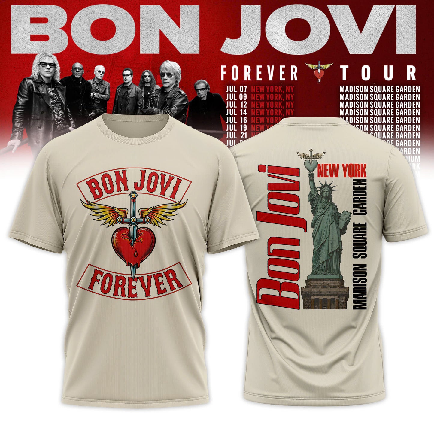 Bon Jovi Forever Tour 2026 Limited Edition T-Shirt Rock Band Merchandise