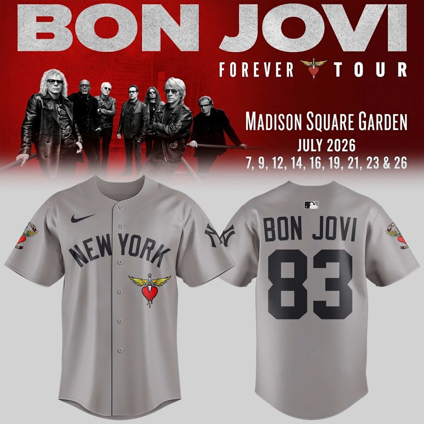 Bon Jovi Forever Tour 2026 Limited Edition Jersey Concert Merch | AW66