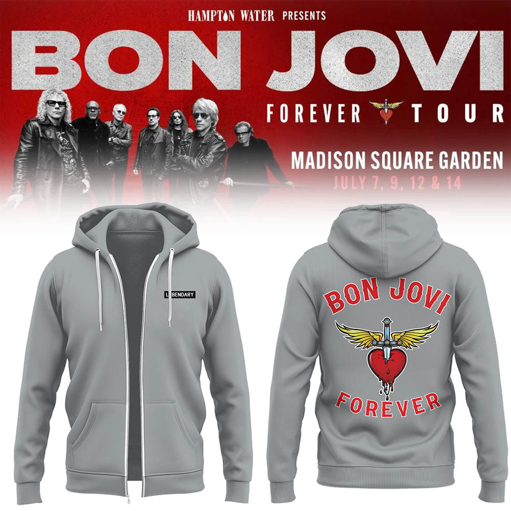 Bon Jovi Forever Tour 2026 Limited Edition Zip Hoodie Concert Merch