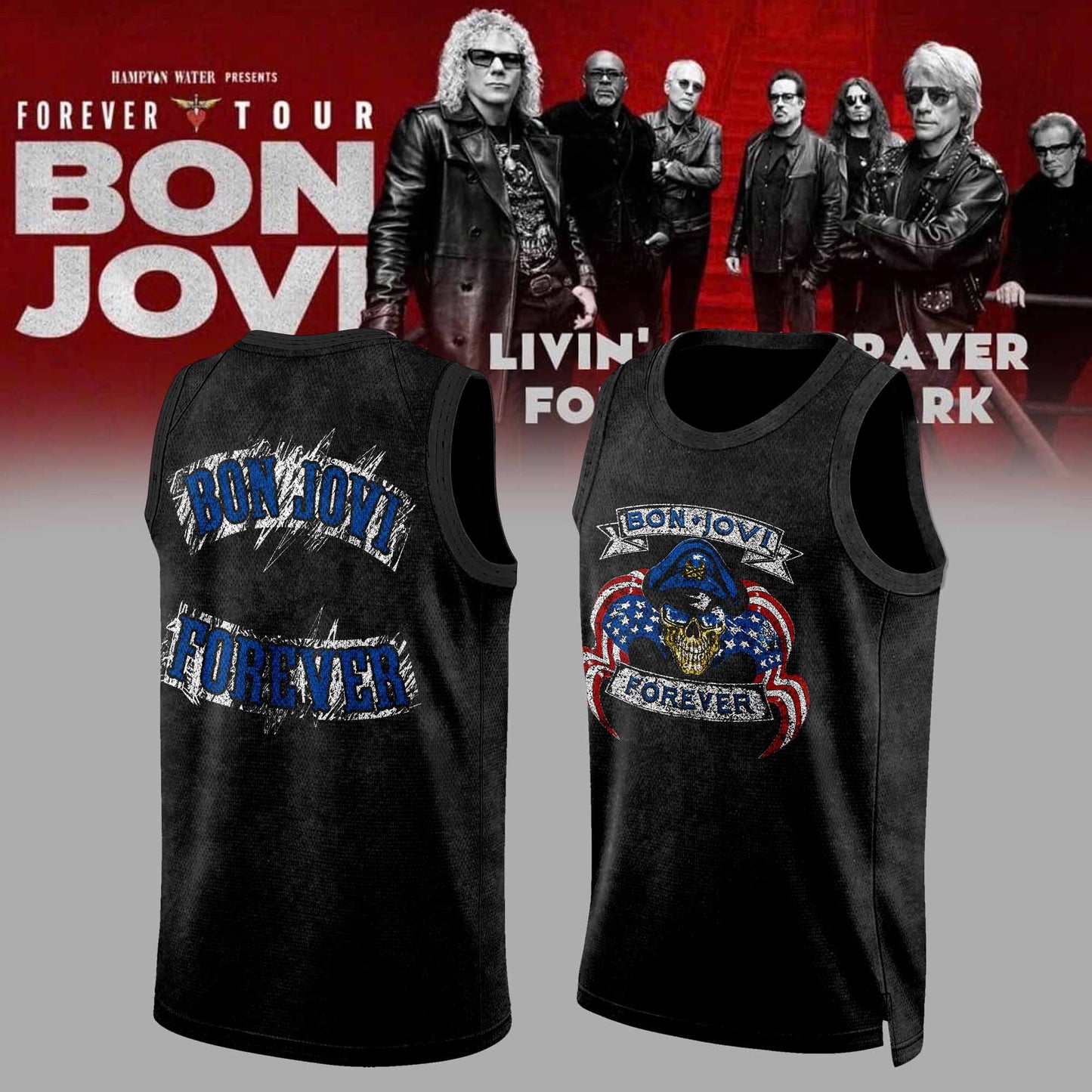 Bon Jovi Forever Tour 2026 Limited Edition Basketball Jersey Concert Merch