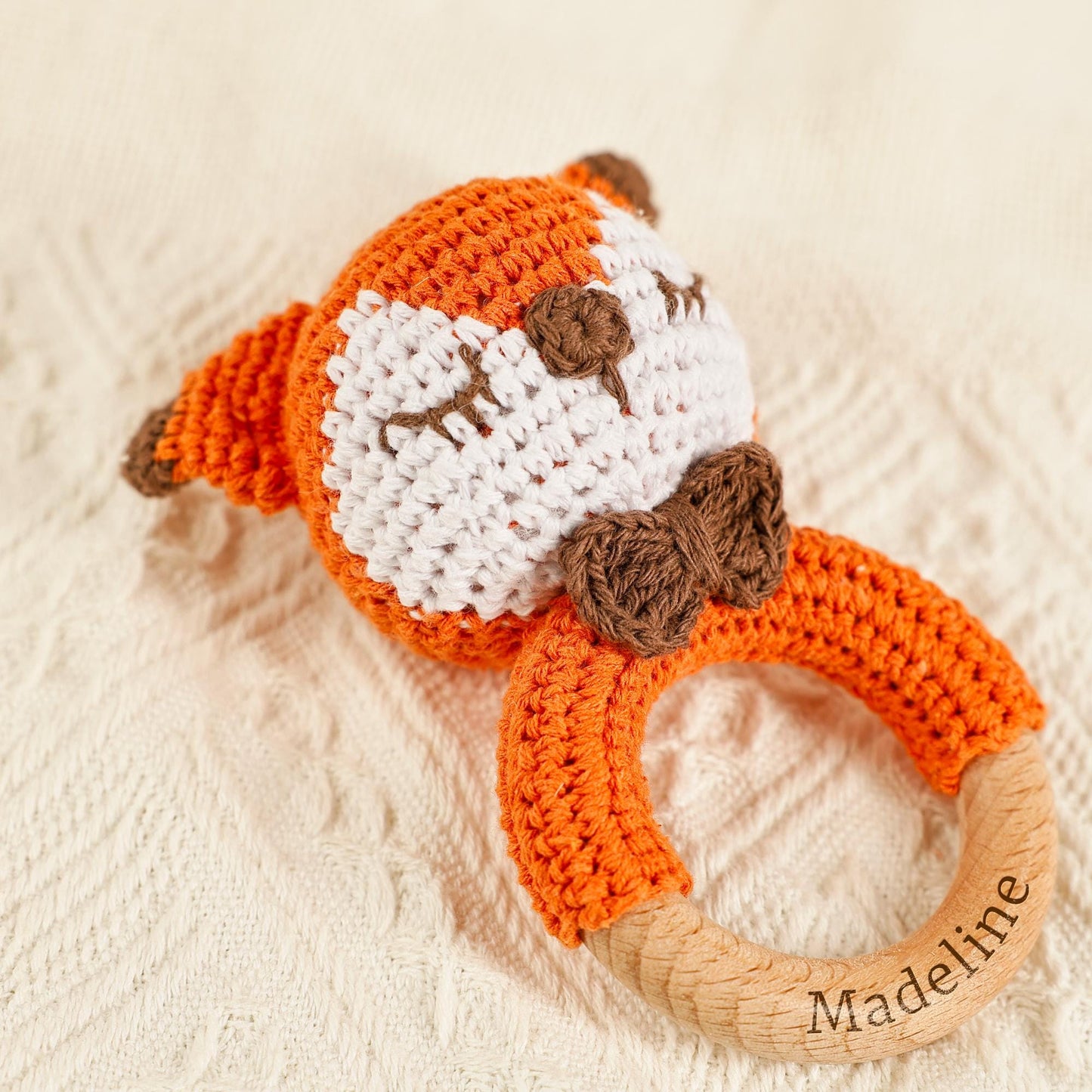 Personalized Name Baby Rattle, Animal Crochet Rattle, Baby Keepsake Gifts, New Baby Announcements, Baby Shower Gifts, Baby Toy, Wooden Toys