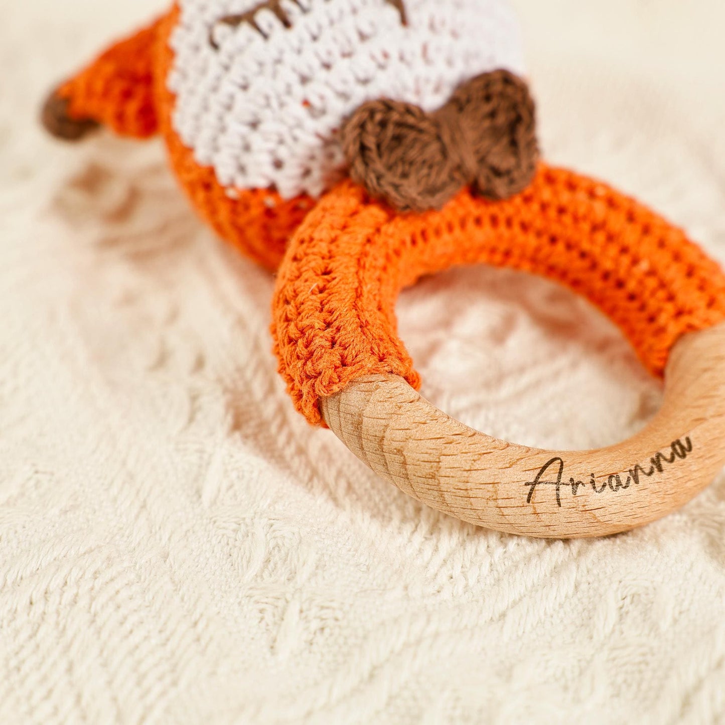 Personalized Crochet Rattle, Custom Wooden Baby Rattle, Baby Rattle, Crochet Rattle Toy, Newborn Gift , Baby Gift, Baby Toy, Birthday Gift