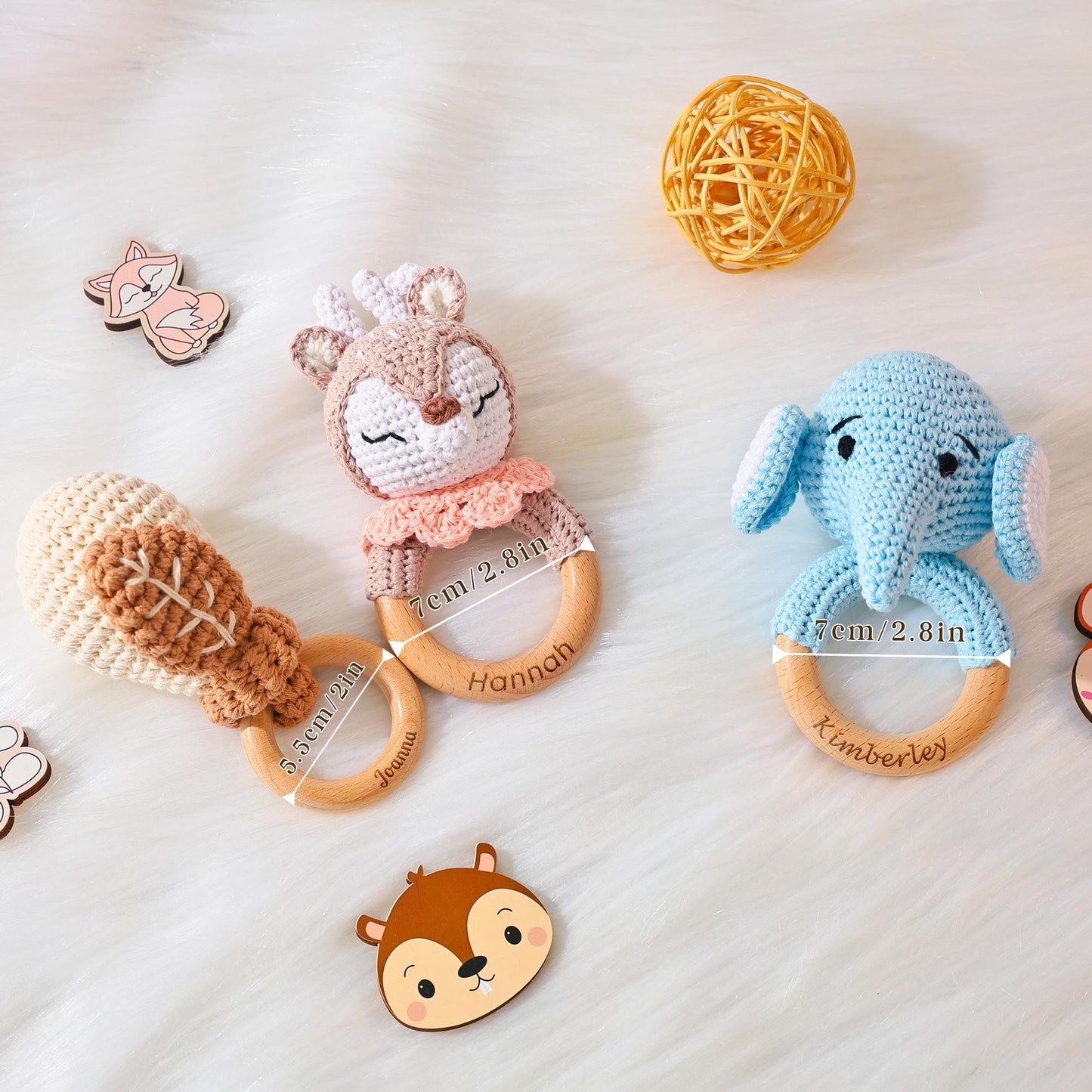 Personalized Fruit Rattle, Name Engraving Baby Gift, Wooden Rattle Gift for Baby, Newborn Gift, Gift for Nephew Niece, Teether Bites Wood