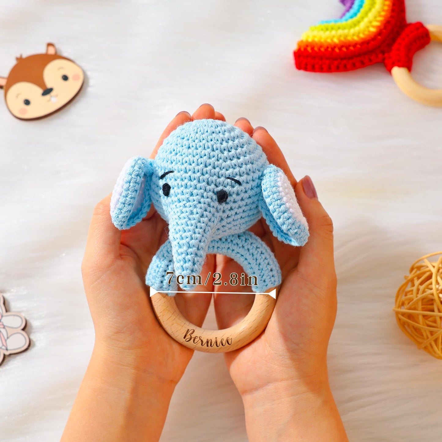 Personalized Fruit Rattle, Name Engraving Baby Gift, Wooden Rattle Gift for Baby, Newborn Gift, Gift for Nephew Niece, Teether Bites Wood