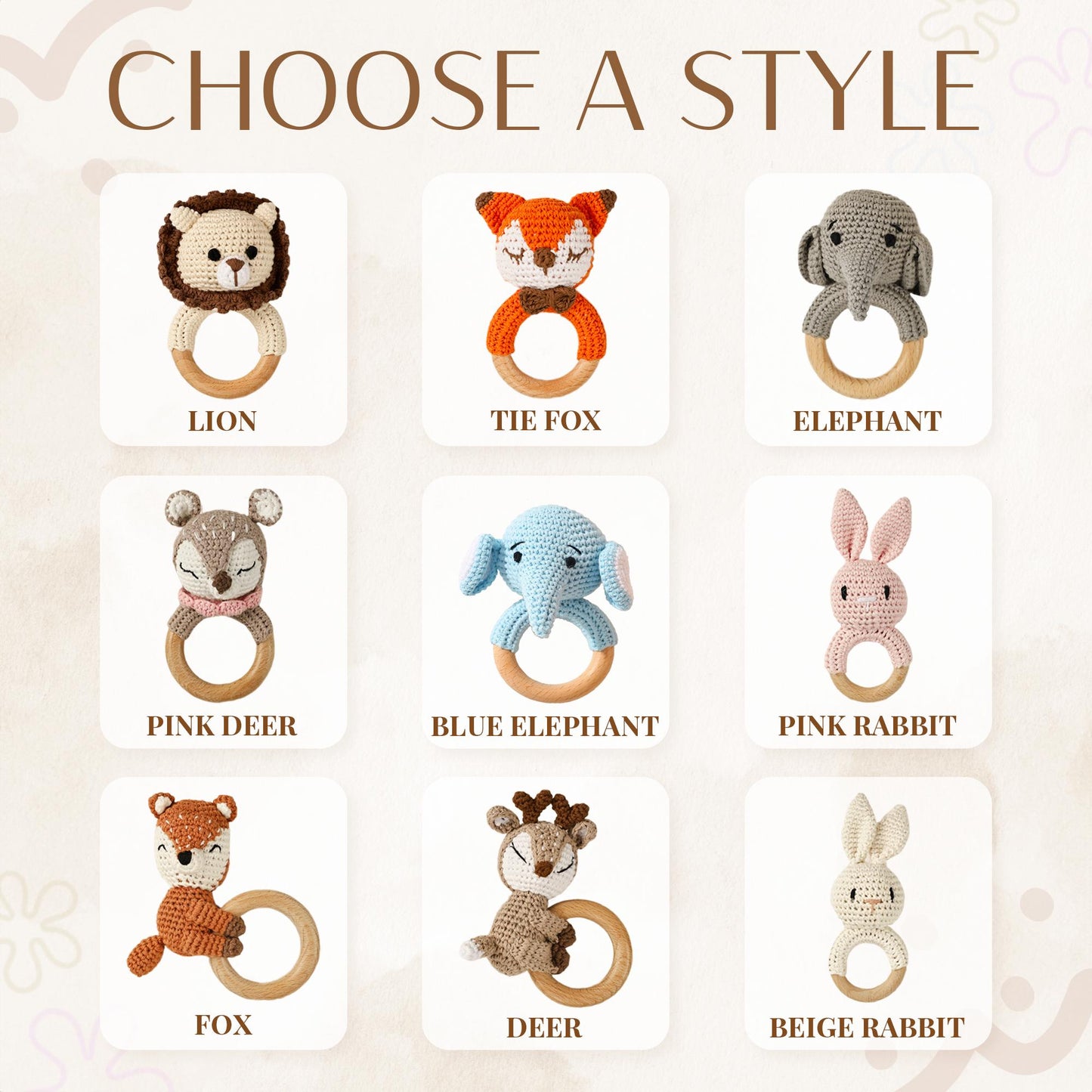 Personalized Crochet Baby Rattle Toy, Animal Crochet Baby Rattle, Baby Shower Gift, Baby Rattle Grasping Toy, Newborn Gift, Baby Gift