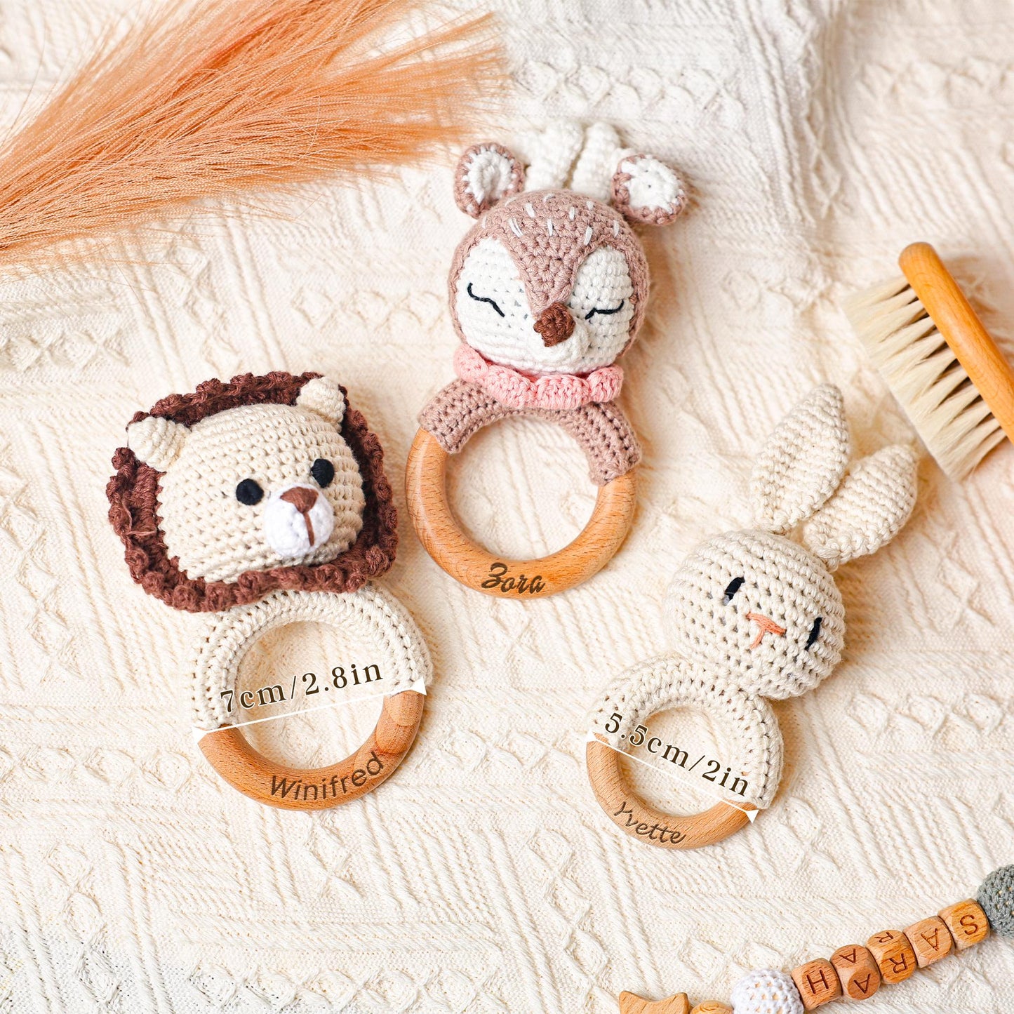 Personalized Baby Rattle, Wooden Engraved Toy, Engraved Rattle with Name, Baby Shower Gifts, Newborn Rattle Toy, Baby Shower Keepsake
