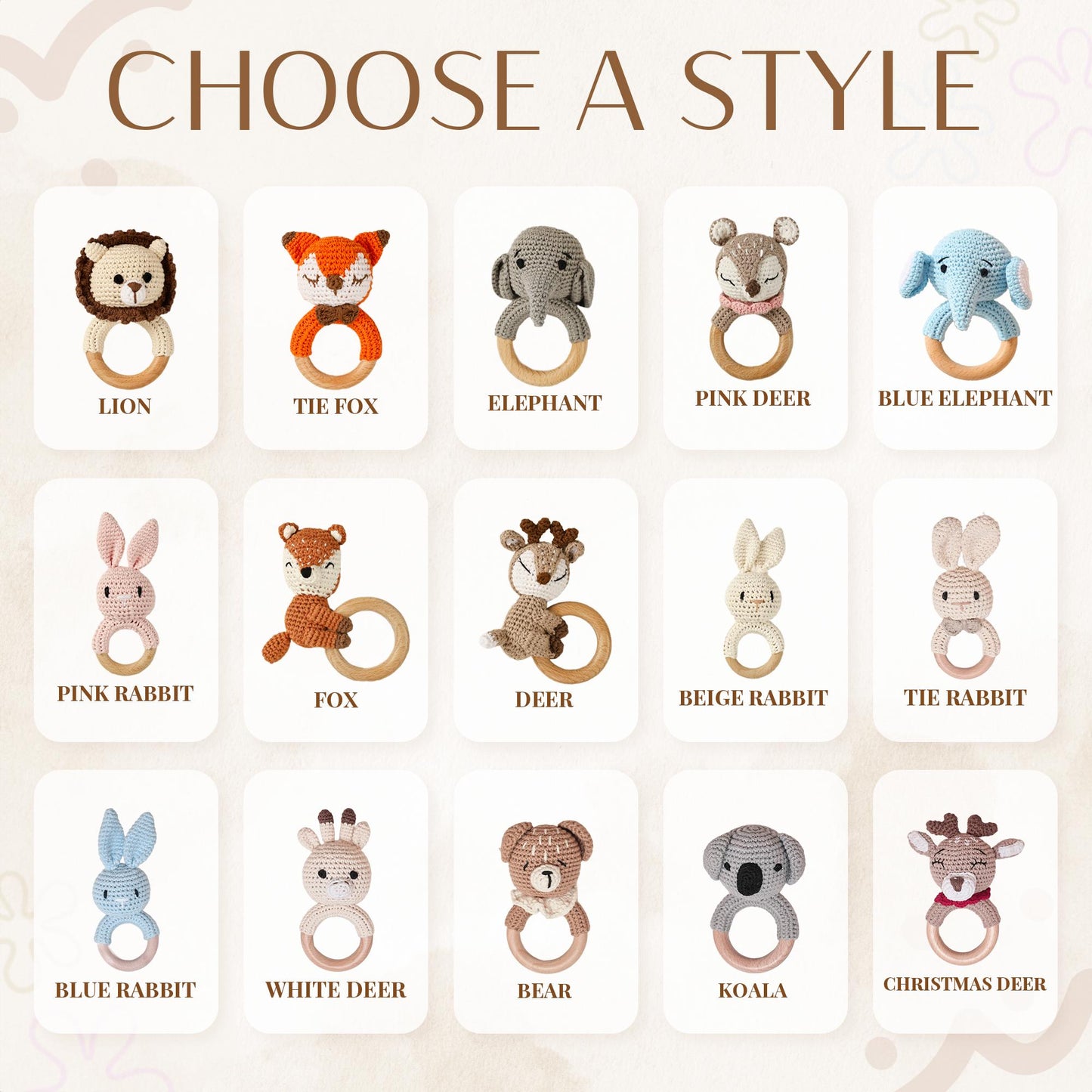 Personalized Crochet Baby Rattle Toy for Girls and Boys, Animal Crochet Baby Rattle, Baby Shower Gift, Baby Rattle Grasping Toy,Newborn Gift