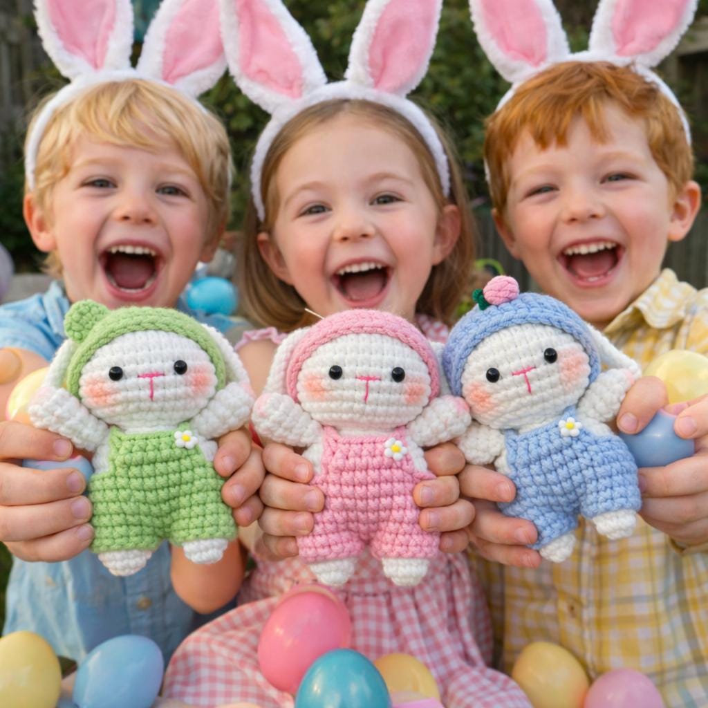 Crochet Bunny Doll Handmade Easter Bunny Toy, Amigurumi Rabbit Plush, Baby Shower Gift, Easter Basket Stuffer, Nursery Decor