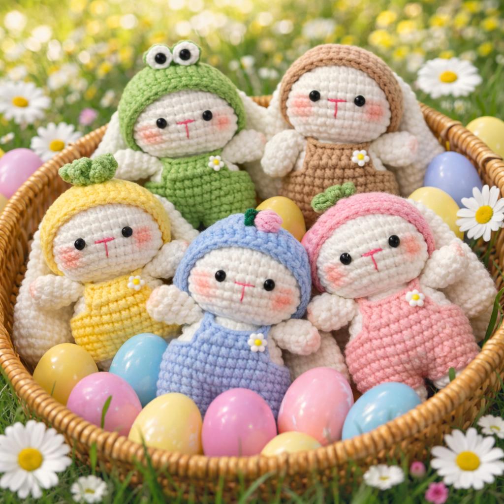 Crochet Bunny Doll Handmade Easter Bunny Toy, Amigurumi Rabbit Plush, Baby Shower Gift, Easter Basket Stuffer, Nursery Decor