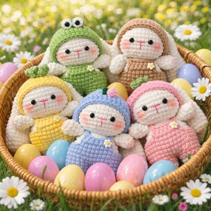 Crochet Bunny Doll Handmade Easter Bunny Toy, Amigurumi Rabbit Plush, Baby Shower Gift, Easter Basket Stuffer, Nursery Decor