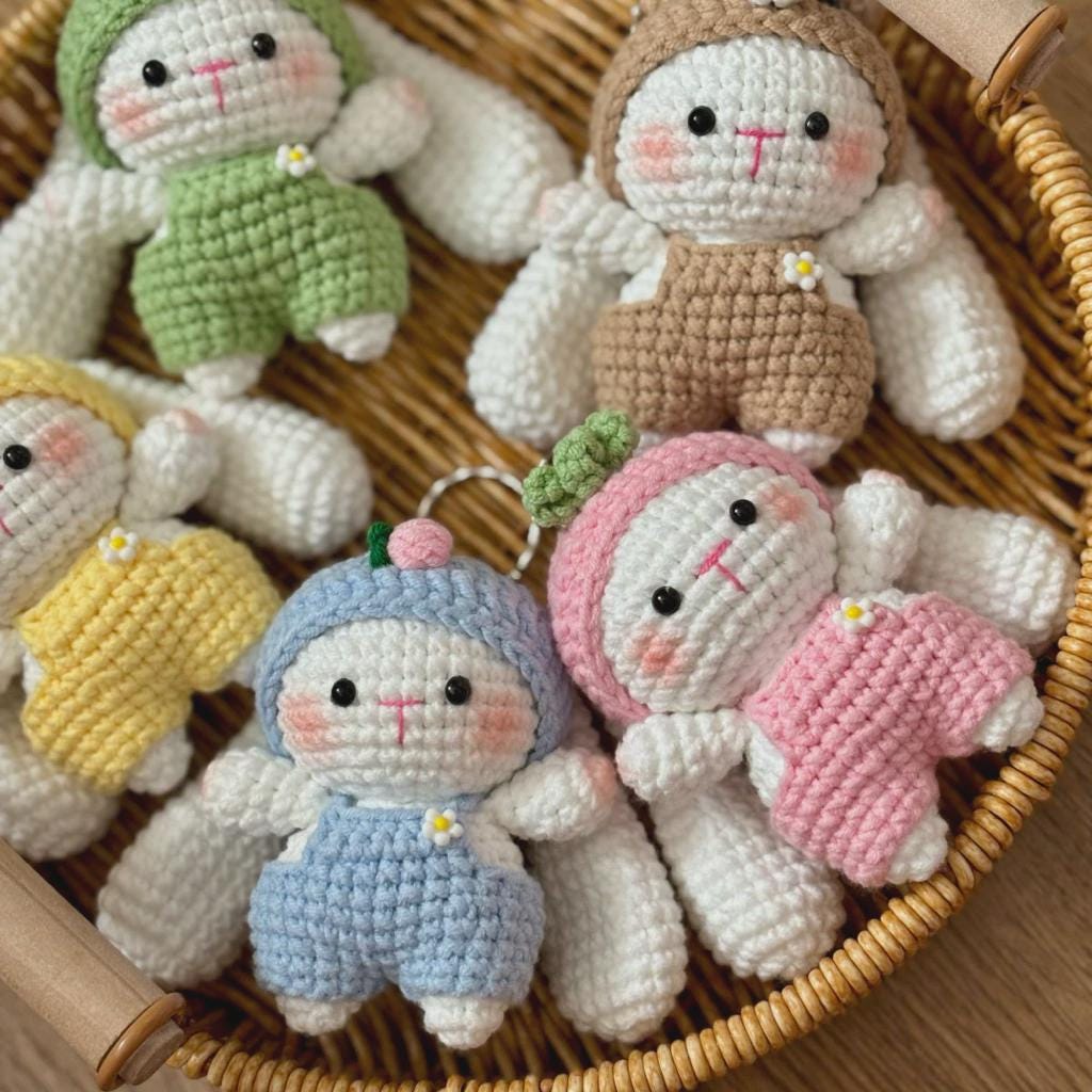 Crochet Bunny Doll Handmade Easter Bunny Toy, Amigurumi Rabbit Plush, Baby Shower Gift, Easter Basket Stuffer, Nursery Decor