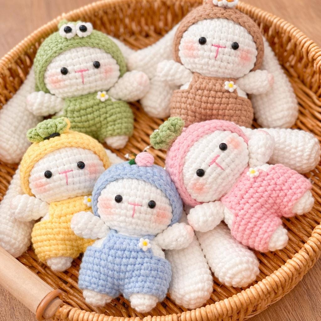 Crochet Bunny Doll Handmade Easter Bunny Toy, Amigurumi Rabbit Plush, Baby Shower Gift, Easter Basket Stuffer, Nursery Decor