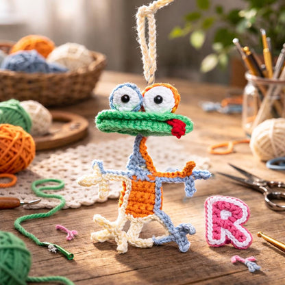 Custom Handmade Crochet Frog Car Charm, Funny Rearview Mirror Hanger, Small Crochet Gifts,Handmade Toy Animal Auto Decor, Gift for Car Lover