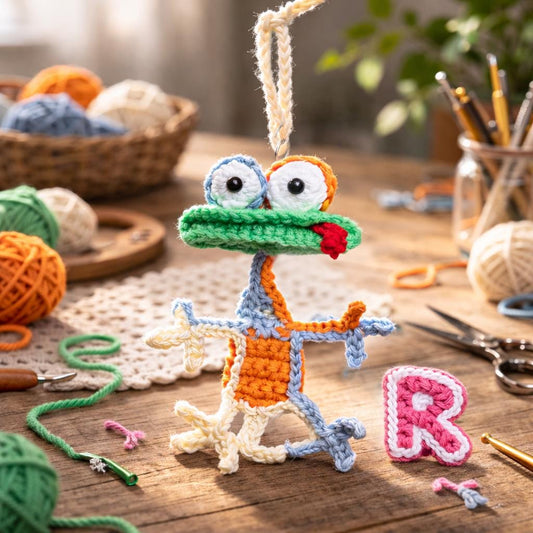 Custom Handmade Crochet Frog Car Charm, Funny Rearview Mirror Hanger, Small Crochet Gifts,Handmade Toy Animal Auto Decor, Gift for Car Lover
