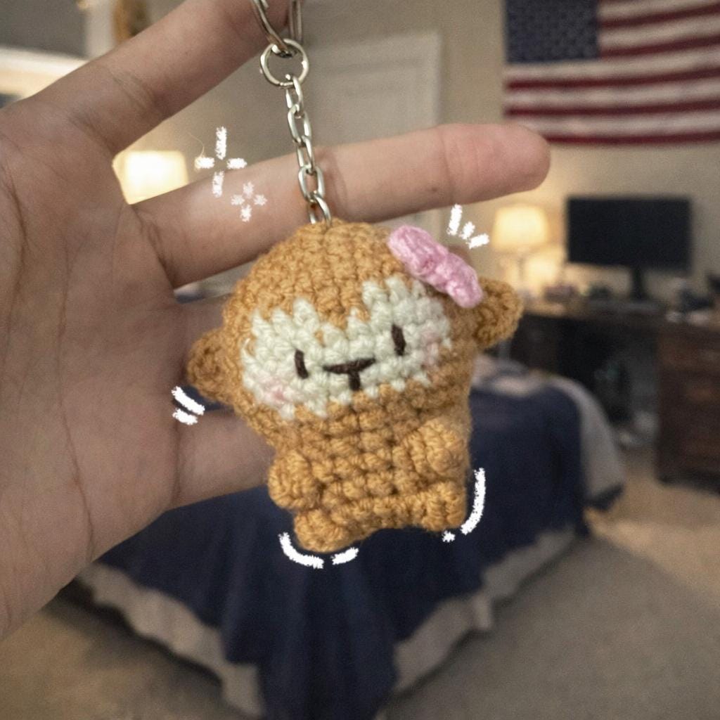 Couple Crochet Monkey Keychain Set, Viral Punch Monkey Wooden Keychain, Cute Baby Monkey with Plush Toy Gift,Emotional Gift for Animal Lover