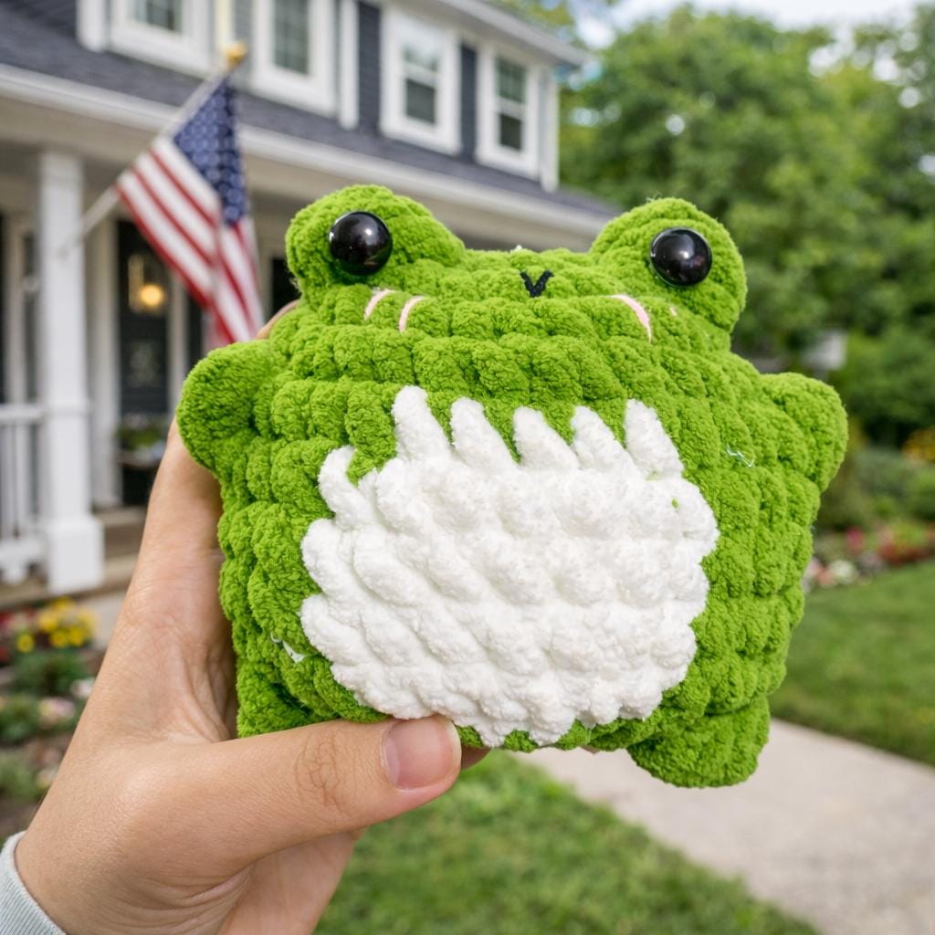 Chubby Crochet Frog Keychain, Frog Lover Gift – Cute Crochet Keychain, Crochet green frog, bag decoration