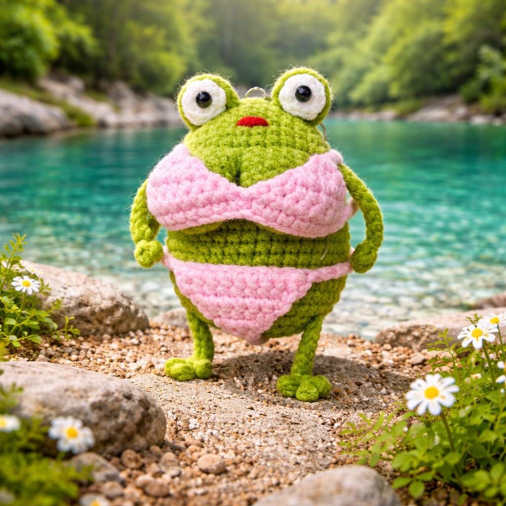 Handmade Crochet Funny Frog Keychain, Cute Frog Bag Charm, Amigurumi Frog Plush, Kawaii Gift for Her, Frog Lover Gift, Bag Decoration