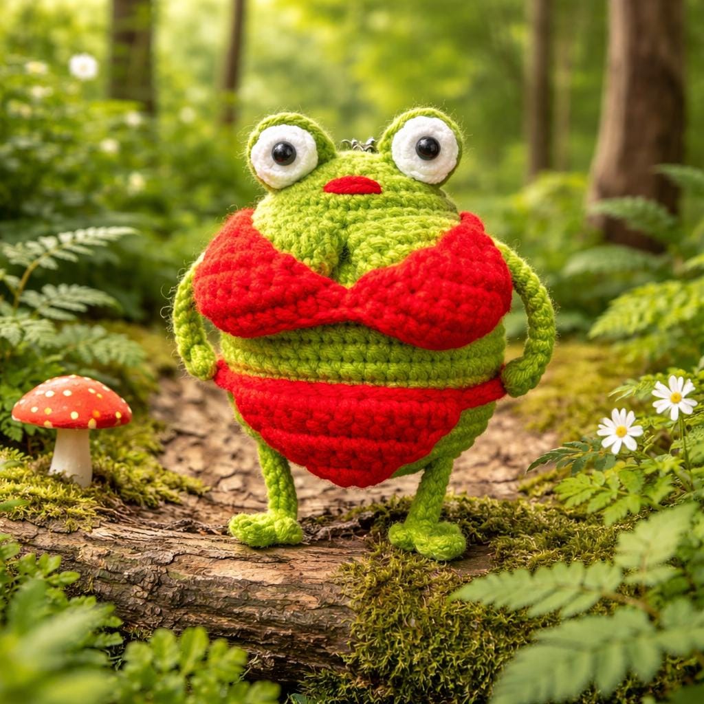Handmade Crochet Funny Frog Keychain, Cute Frog Bag Charm, Amigurumi Frog Plush, Kawaii Gift for Her, Frog Lover Gift, Bag Decoration