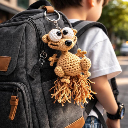 Funny Squirrel Crochet Keychain,Amigurumi Scrat Inspired Bag Charm,Cute Animal Keyring,Handmade Gift for Squirrel Lovers,Cartoon Plush Charm