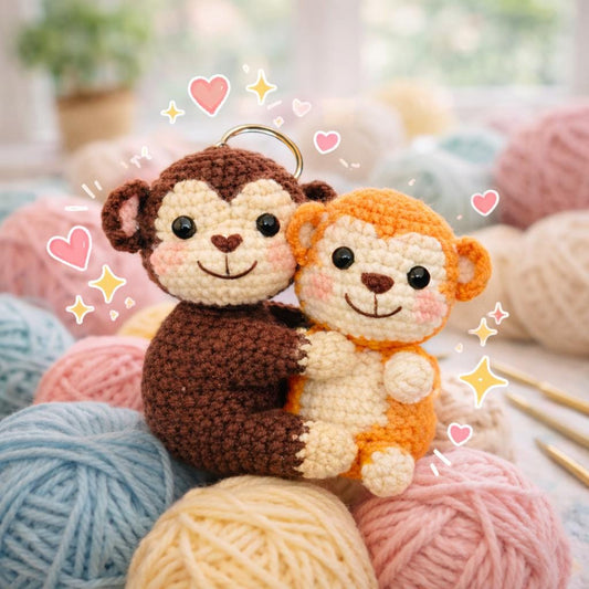 Monkey Punch Keychain, Handmade Crochet Monkey, Crochet Monkey Keychain, Amigurumi Monkey Keyring, Cute Handmade Gift
