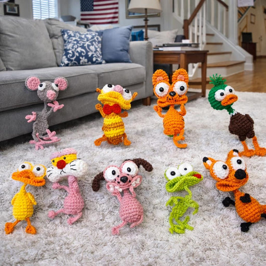 Funny Crochet Keychain, Handmade Cartoon Animal Amigurumi Keyring Cute Gift for Kids Friends Bag Charm Funny Character Keychain