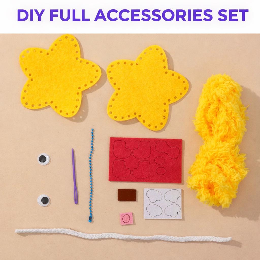 DIY Pom Pom Keychain Kit, Handmade Yarn Craft Set for Kids, Cute Fruit Crochet Toy, Creative Activity Gift, DIY Craft Kit for Children