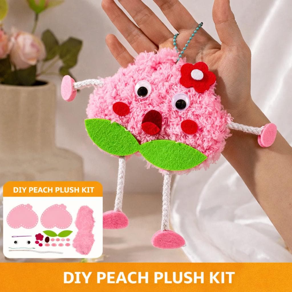 DIY Pom Pom Keychain Kit, Handmade Yarn Craft Set for Kids, Cute Fruit Crochet Toy, Creative Activity Gift, DIY Craft Kit for Children