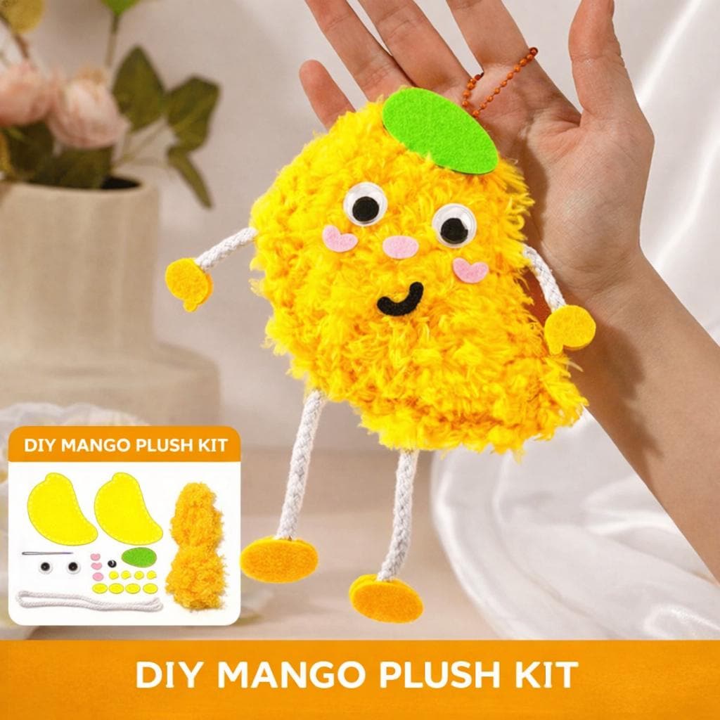 DIY Pom Pom Keychain Kit, Handmade Yarn Craft Set for Kids, Cute Fruit Crochet Toy, Creative Activity Gift, DIY Craft Kit for Children
