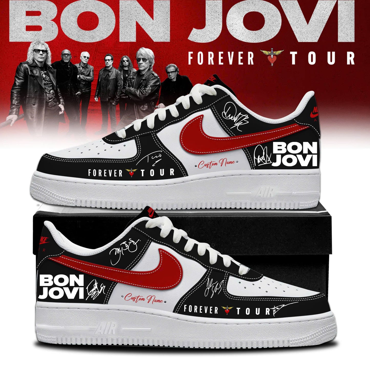 Bon Jovi Forever Tour 2026 Limited Edition AF1 Sneakers Rock Band Merchandise