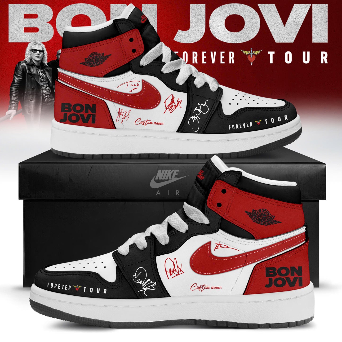 Bon Jovi Forever Tour 2026 Limited Edition AJ1 Sneakers Fan Gift